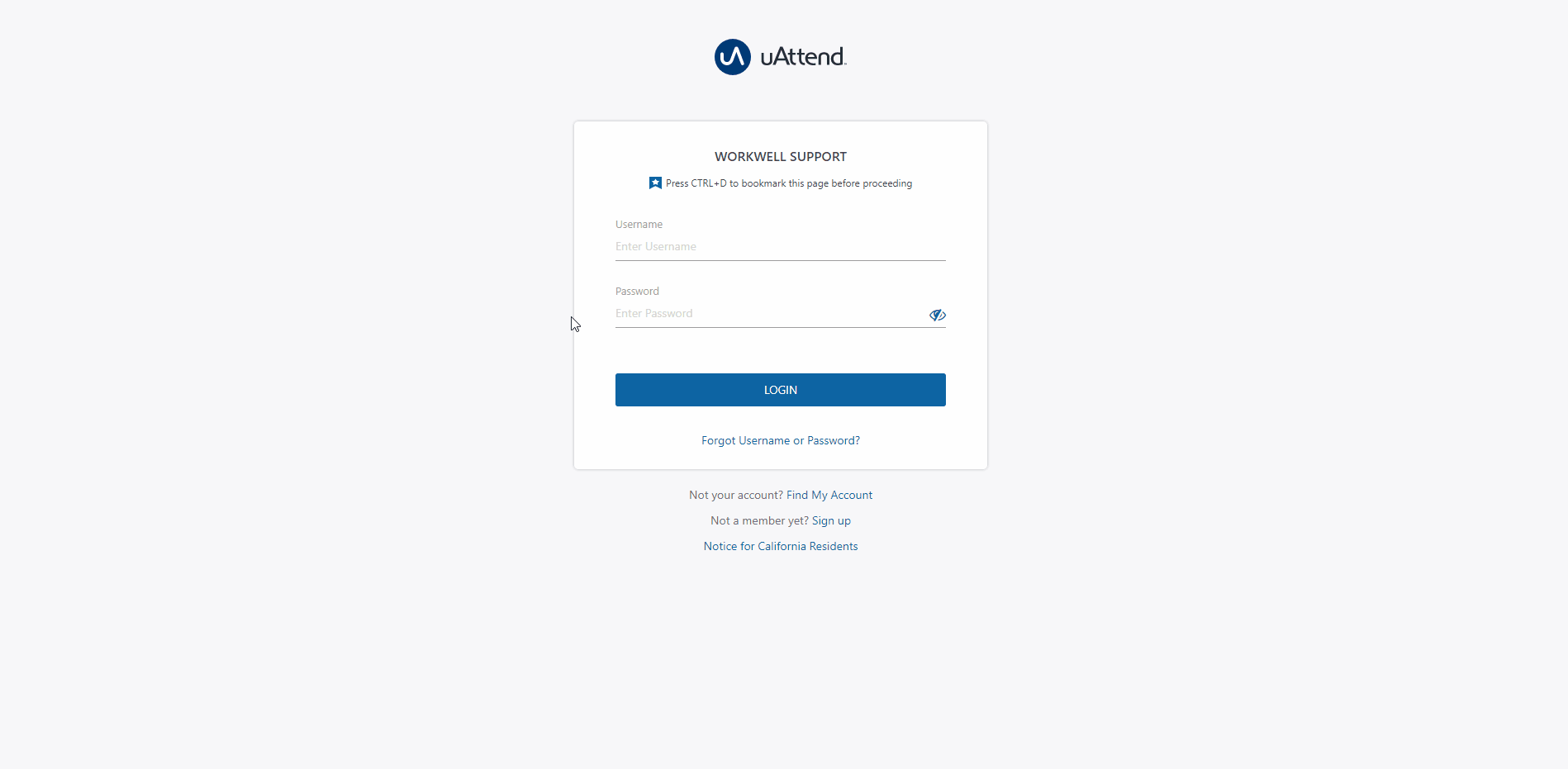 A gif of logging in to the uAttend cloud portal on the web.