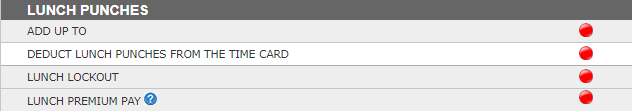A screenshot of the uAttend Department Lunch Punches Settings.