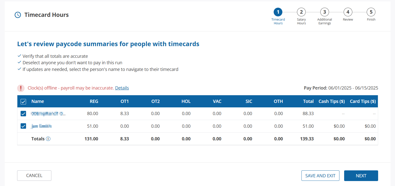 uAttend Process Payroll Timecard Hours.png