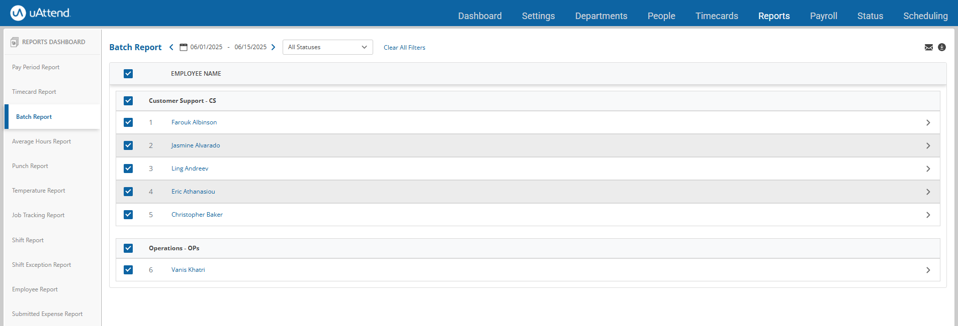 uAttend - Reports - Batch Report Screenshot.png