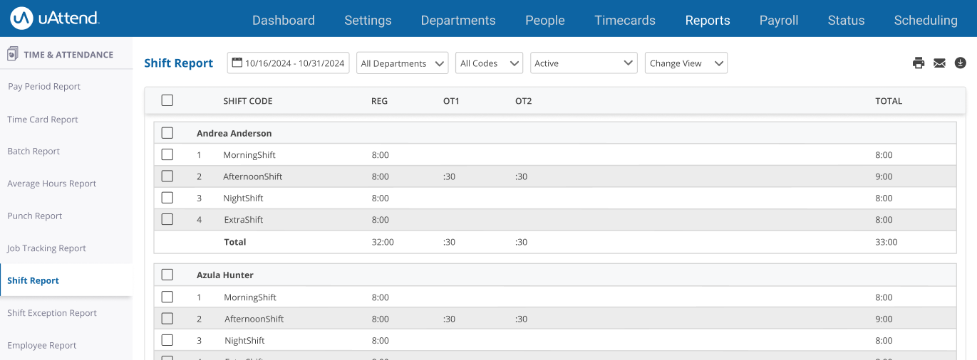 uAttend - Reports - Shift Report - Screenshot.png