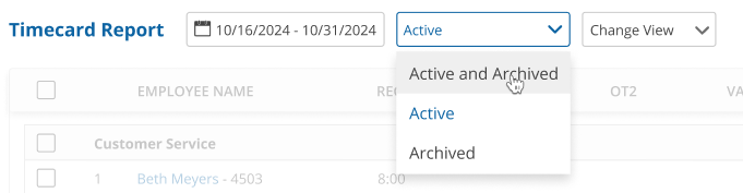 uAttend - Reports - Time Card Report - Employee Status Filter - Screenshot.png