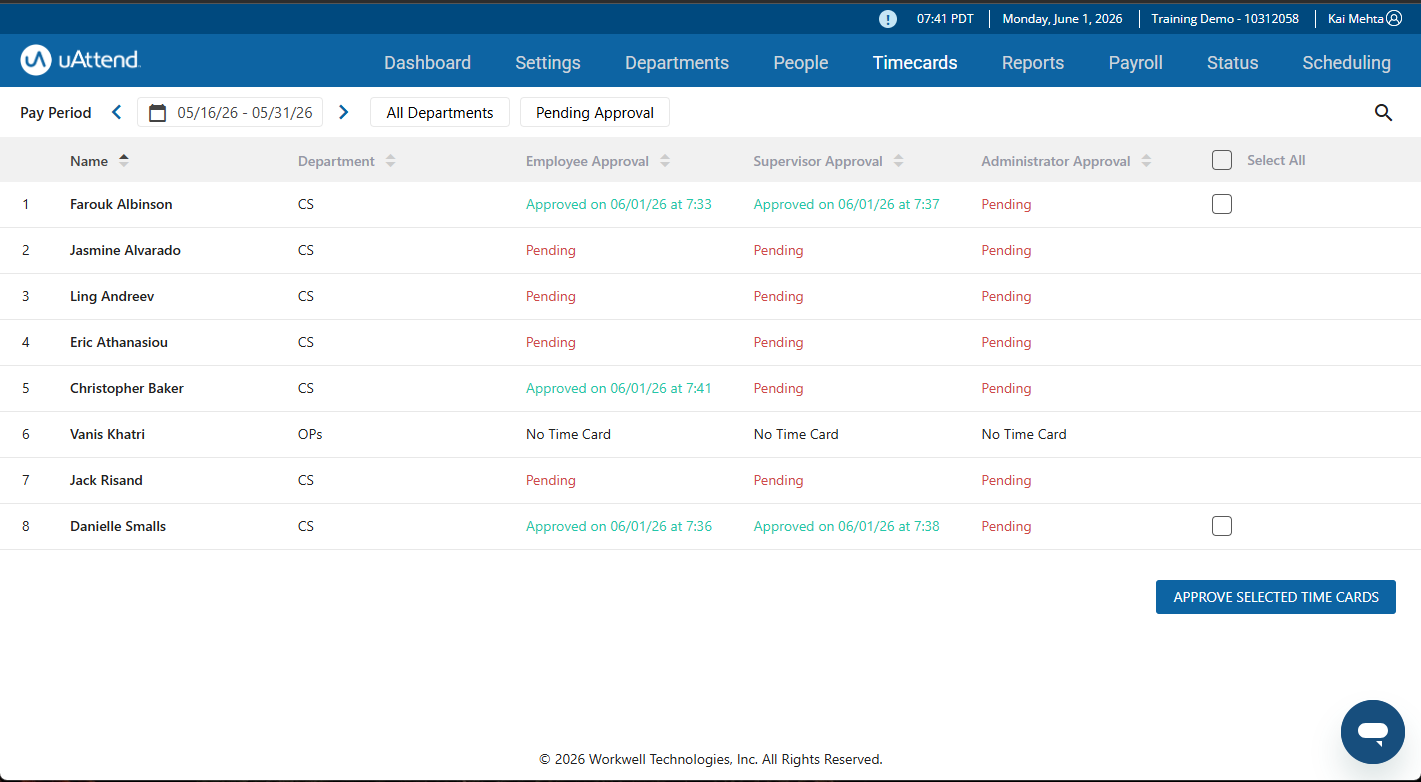 uAttend - Timecards - Timecard Approvals - Approval Statuses.png