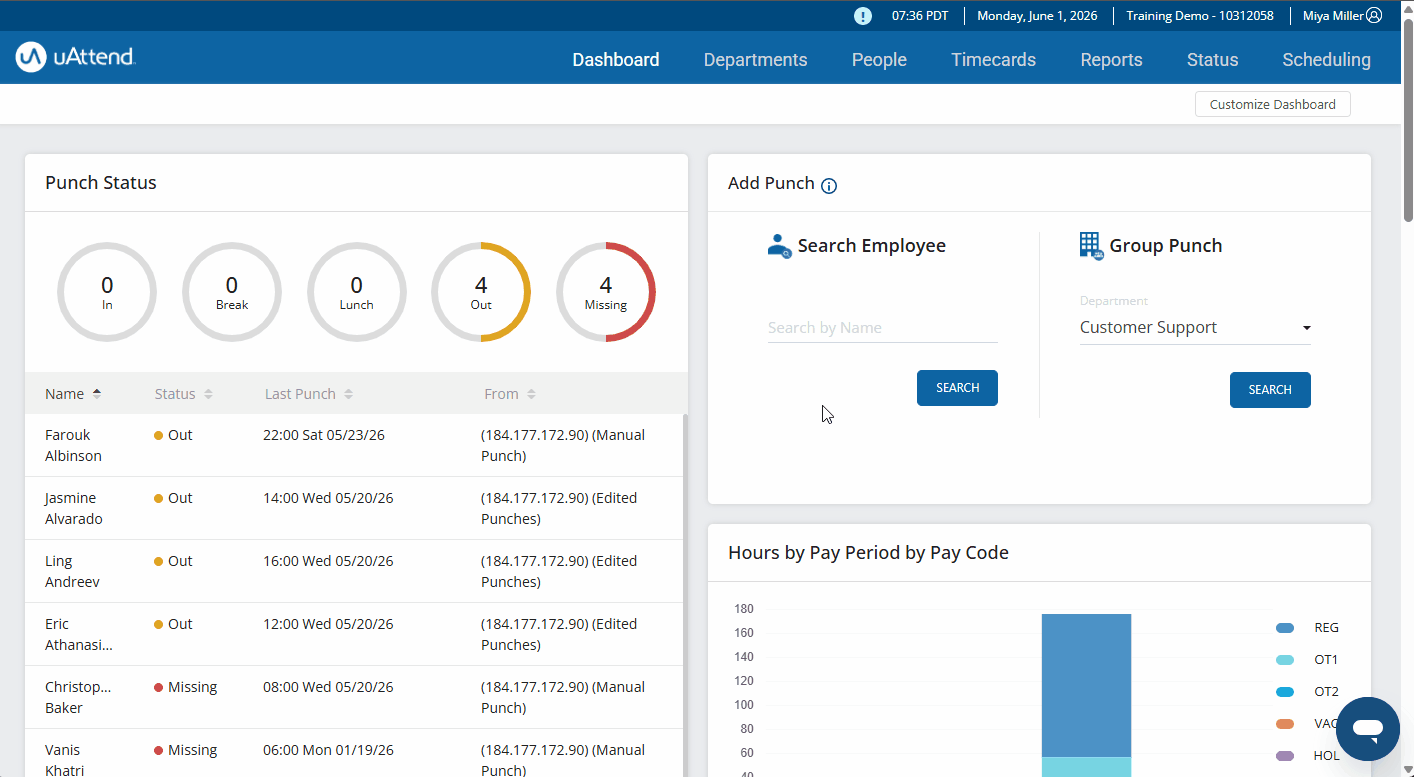 uAttend - Portal - Supervisor Login - Approve Timecard.gif