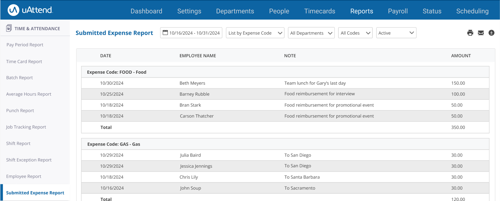 uAttend - Portal - Reports - Expense Report.png