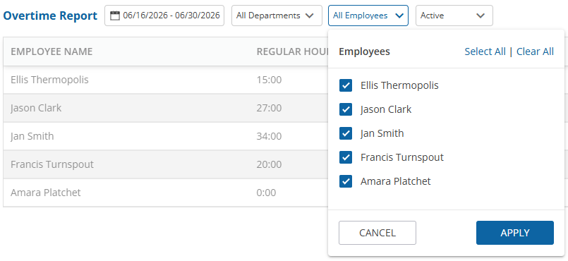 uAttend - Portal - Reports - Overtime Report - Employee Filter.png