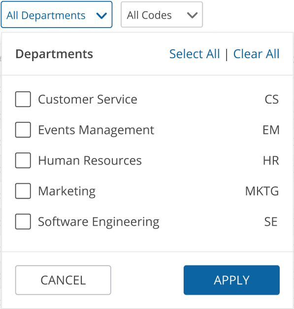 uAttend - Portal - Reports - Shift Exception Report - Departments Filter.png